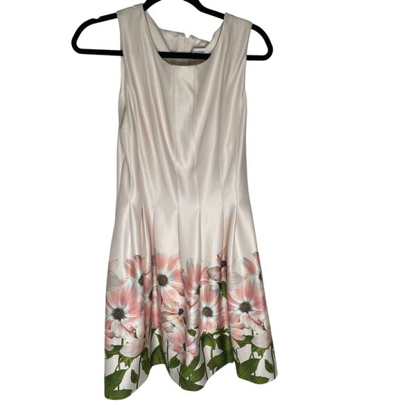 Calvin Klein Fit and Flare Pink Floral Dress Women's size 10 - Picture 1 of 5